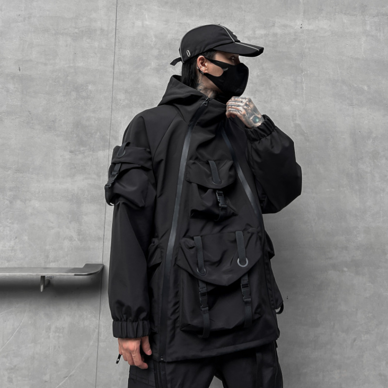 Cross-Border Foreign Trade Functional Windbreaker Jacket for Men and Women, Spring and Autumn American High Street Style, Cool Dark Couple Workwear Outerwear