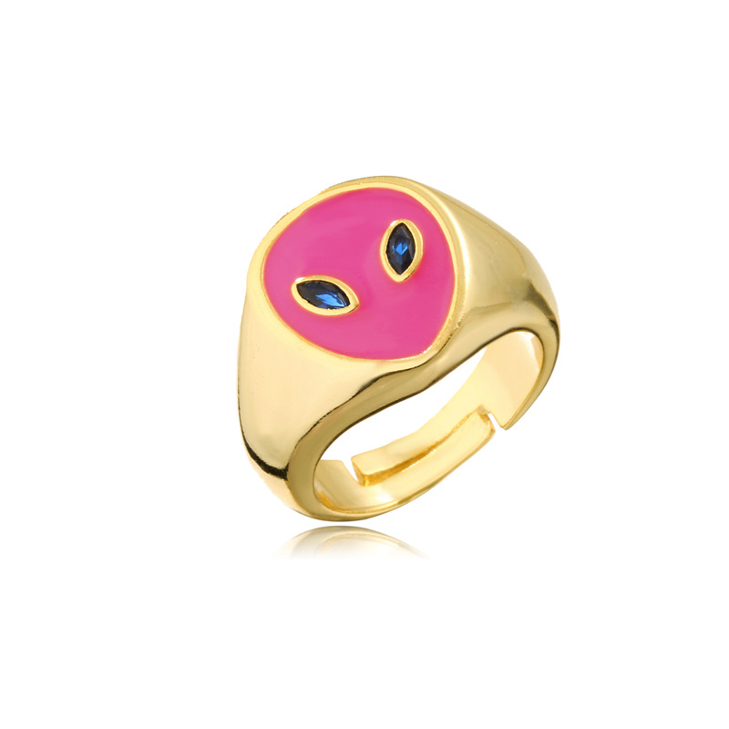 copper dripping oil alien shape open ring wholesale jewelry Nihaojewelry