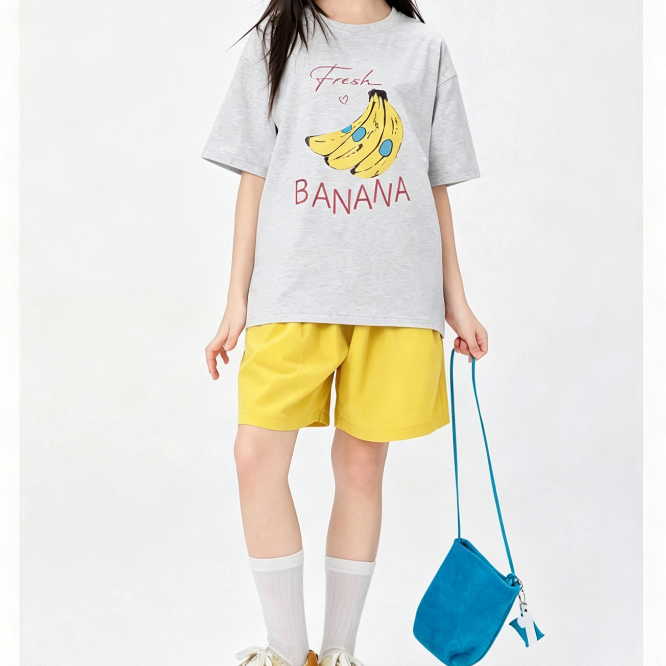 Children's summer set for men and women, T-shirt with letters, trousers, for teenagers, Korean style 3