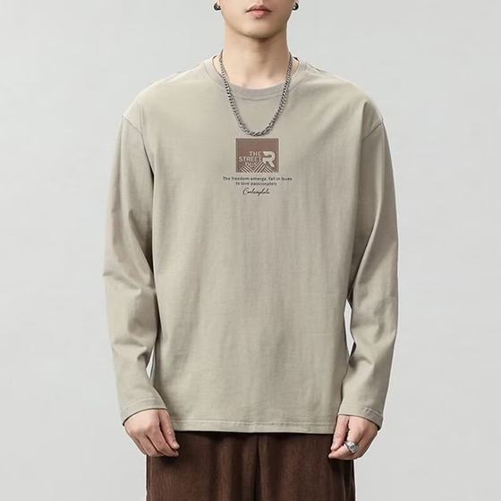 Long-sleeved T-shirt Men's Spring and Autumn Top Cotton Inner Base Shirt Sweater Fashionable Loose plus size Men's Clothes