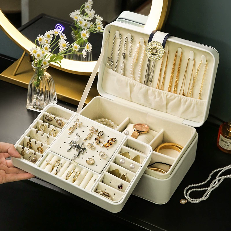 Jewelry Storage Box — High-End Multi-Compartment Organizer, Compact 9‑Cell Ring & Multi‑Slot Case