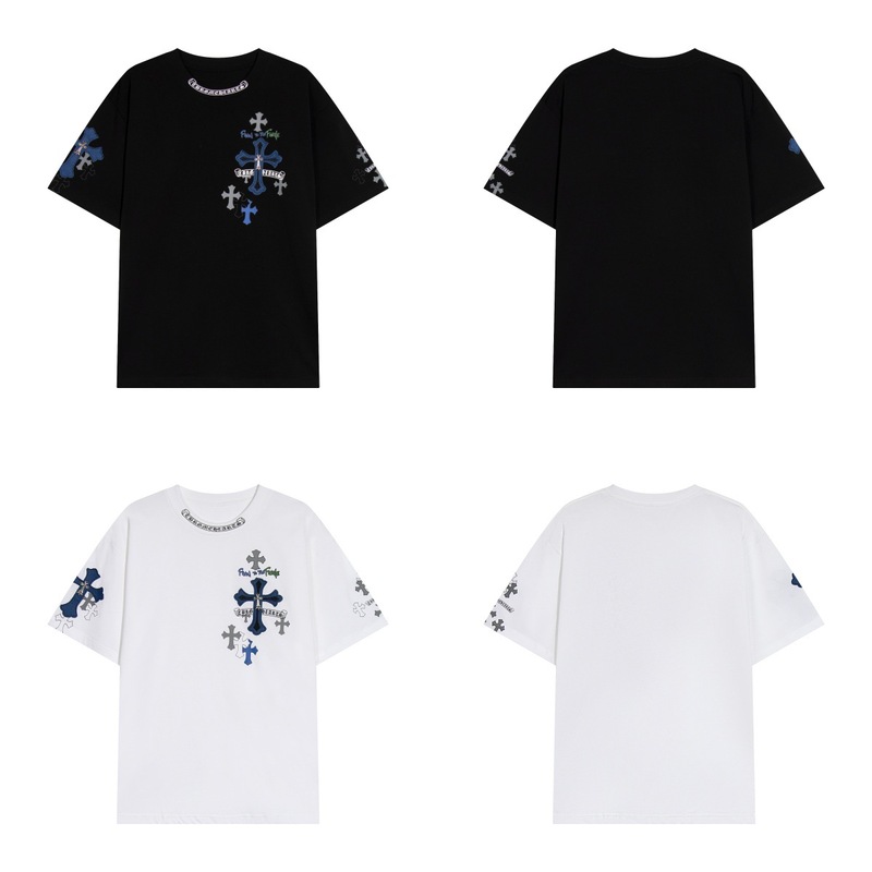 クロスボーダー高バージョン CH Crowe's 新しいクロス オスマン語刺繍 ユニセックス カジュアル ルーズ 半袖 T シャツ|undefined