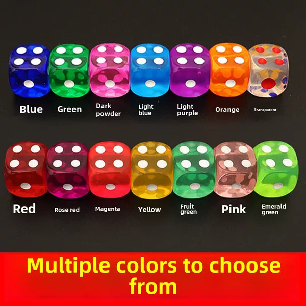 16mm high quality dice rounded transparent points Crystal sieve bar chess mahjong ktv acrylic dice wholesale