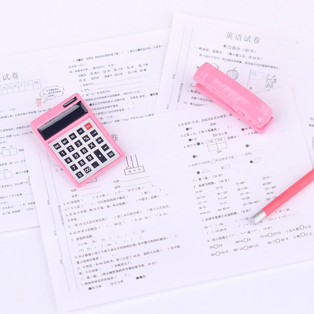 Миниатюрные канцелярские принадлежности, мини-степлер, калькулятор, обучающие игрушки для симуляции, декор для классной комнаты