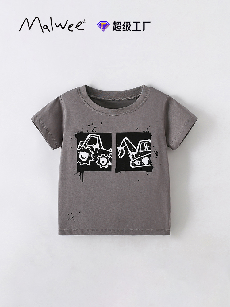 Malwee niño camiseta de verano de mangas cortas de verano nuevo estilo europeo y americano de niños de cuello redondo ropa infantil guapo chaqueta superior
