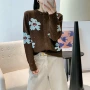 圆领女士拼色新款毛衣