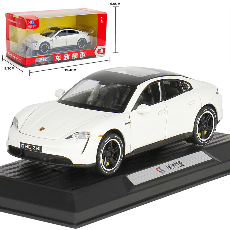 車致1:32保時捷Taycan六開門仿真汽車模型跑車聲光回力汽車玩具