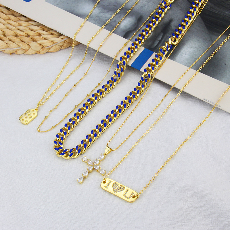European and American Ins Cross-Border New Arrival Hip Hop Combination Necklace Spot Direct Supply T