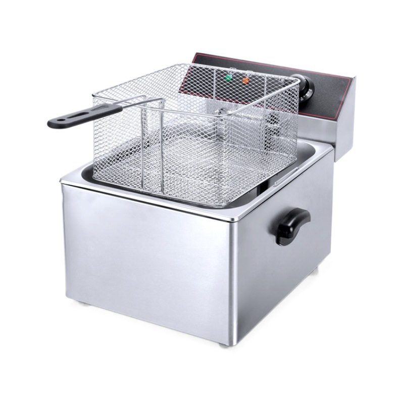 Freidora eléctrica de 11 litros de un solo cilindro comercial de doble cilindro con control automático de temperatura freidora de gran capacidad freidora de pollo y papas fritas