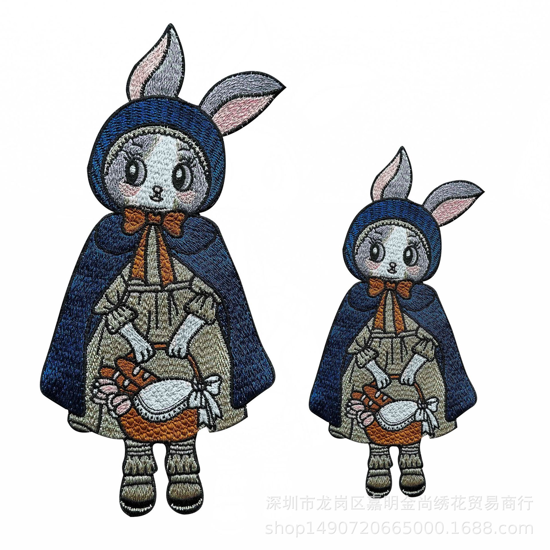 水溶披风小红帽篮子蝴蝶结长耳兔卡通动物无背胶需缝纫布贴密辅料