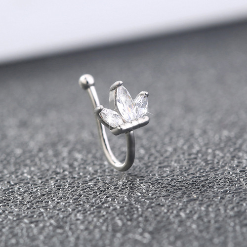 Cute mini hand-set stone nose ring, piercing-free piercing jewelry, geometric nose clip, nose ring, nose jewelry collection for women