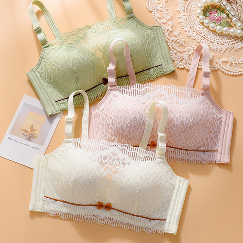 927#  spring and summer new bra without rims for girls student bandeau style thin lace bra