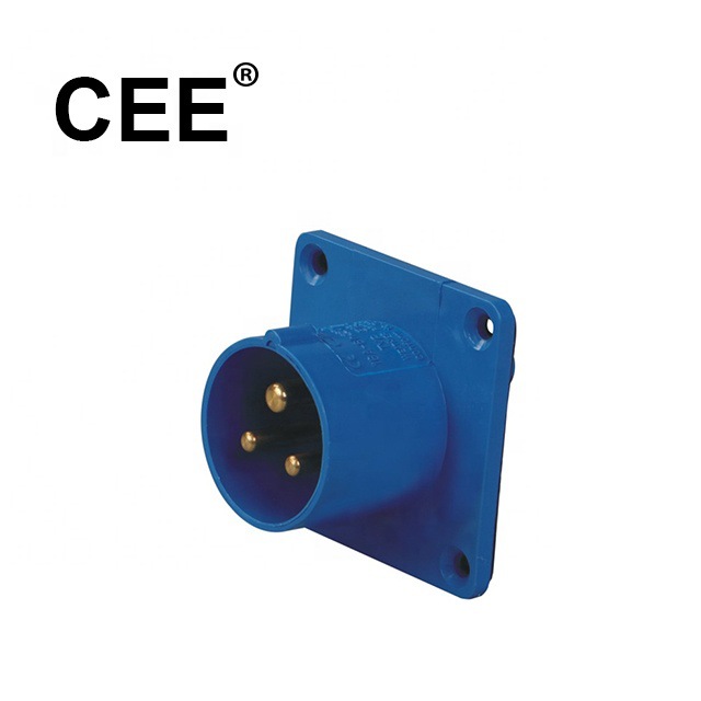 CEE-613/623面板式工业插头16A 32A 220-250V IP44 蓝色 CE认证