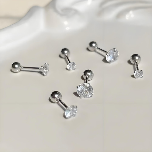 Blue Zircon Earrings with 925 Silver, Light Luxury, High-End, Colorful, Everyday Match, Instagram Pink, Sparkling Diamond, Flashy, Spiral Inside