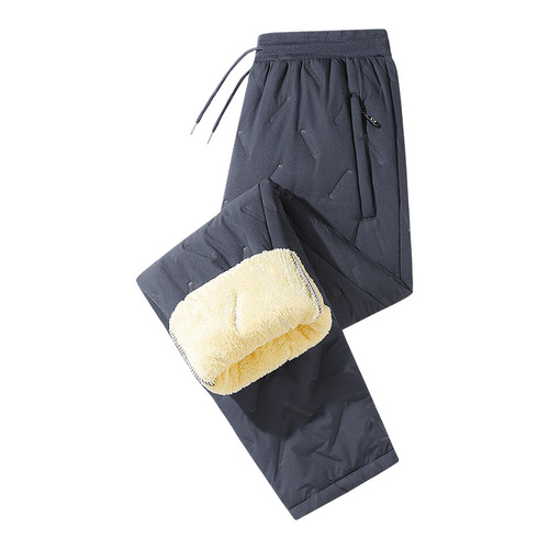 Men's winter cotton pants with extra padding and thick cashmere, long-length warm pants, plus-size casual sports pants for men, outerwear
