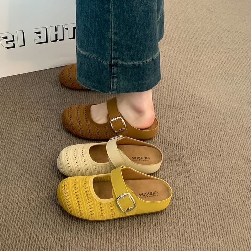 여성용 두꺼운 밑창 버켄스탁 슈즈, 발가락 반슬리퍼, 여름 아우터웨어 2025 신상 슈즈, 인터넷 연예인 핫 스타일 슬립온 샌들