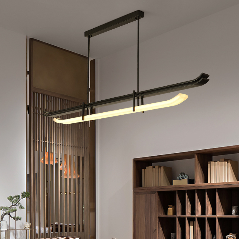 Nuevo restaurante chino lámpara candelabro techo de barra larga viento tranquilo estilo chino lámpara Zen lámpara mesa de té sala de té lámpara de estudio