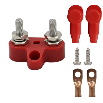 Power supply, ignition system accessories wiring terminal stainless steel - red-double-stud-m6