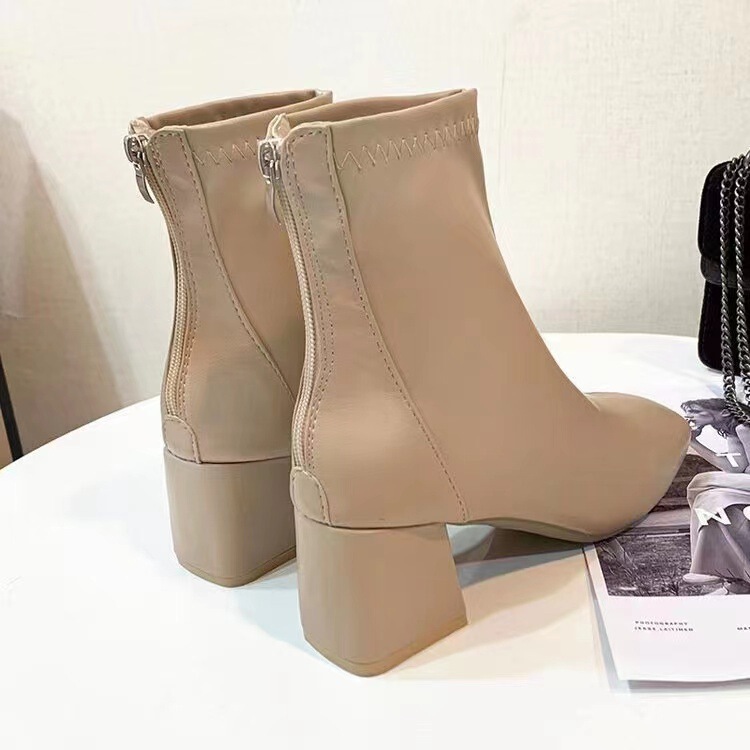 冬マーティンジッパースタイルヨーロッパとアメリカの女性の厚いヒールの女性のショートブーツと新しいスタイルのブーツ 2025 スクエアトゥの女性|undefined