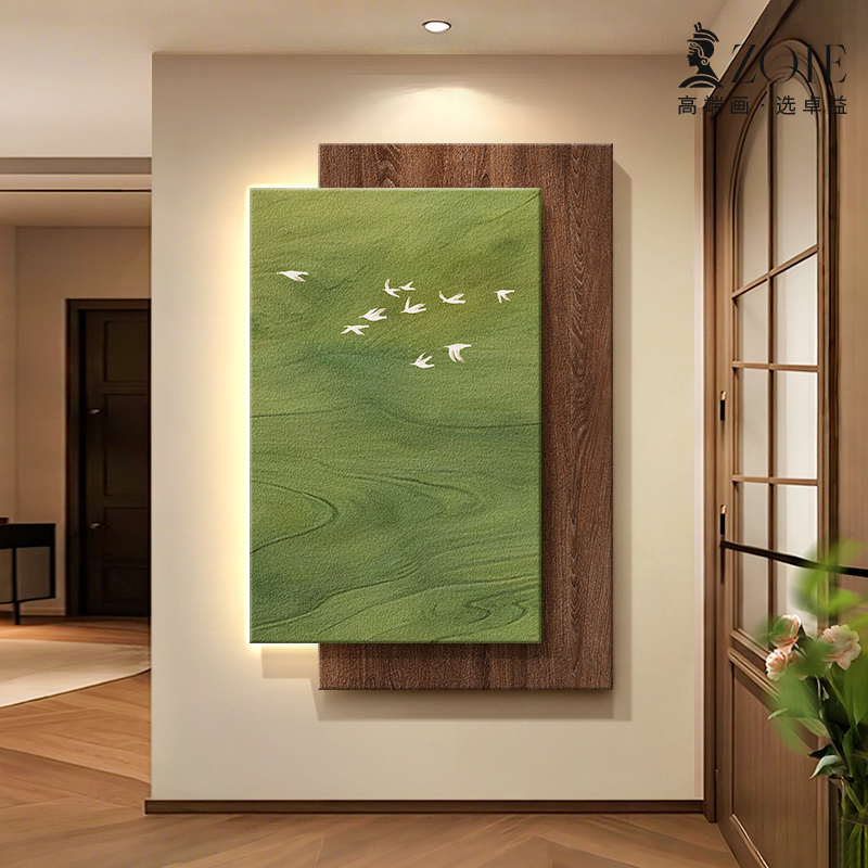 グリーンバード中世スタイル玄関装飾絵画レトロアート立体吊り絵画ドア廊下ライト壁画|undefined