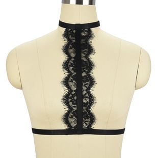 Cross-Border Amazon Sexy Cut Out Black Sexy French Open Lace One-Word Beautiful Back O0357 One Size Fits All