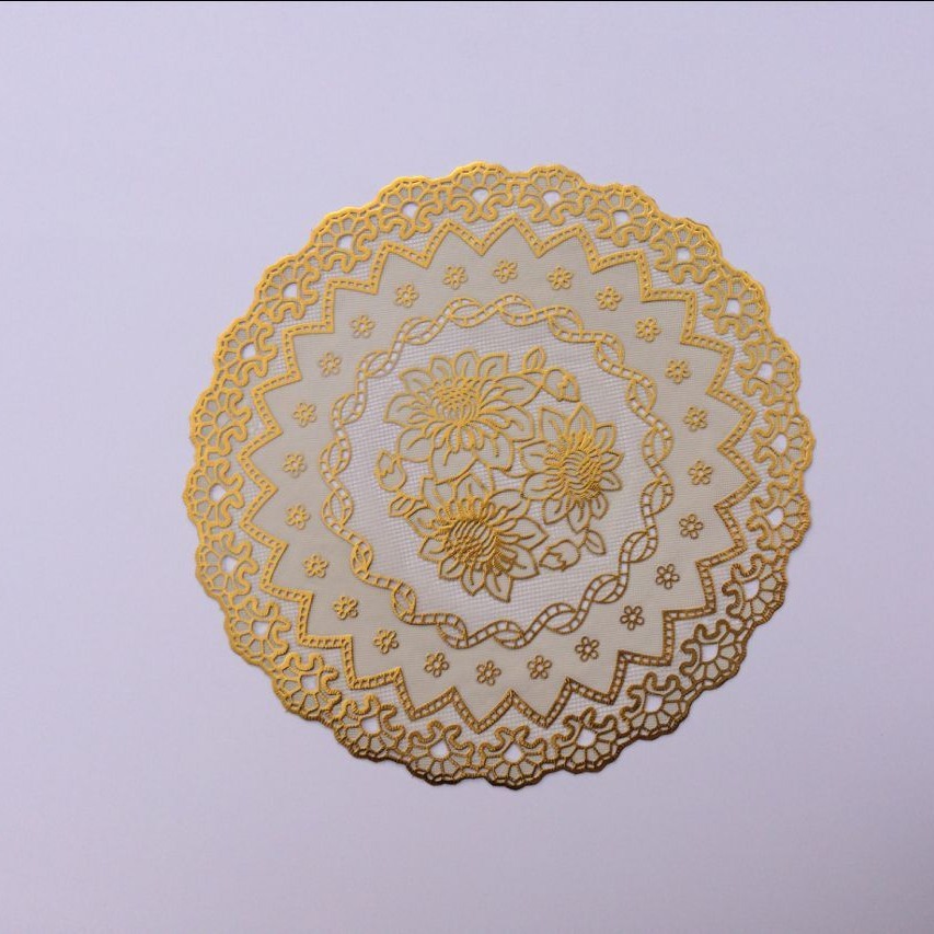 PVC gilding mantel pequeño posavasos mantel hogar antideslizante aislamiento tazón placa estera mesa de café paño fábrica al por mayor