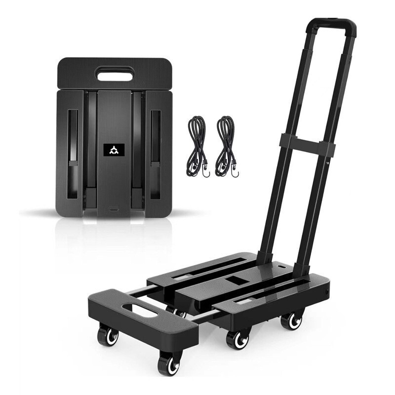 Plastic Manufacturer Wholesale Stall Small Trolley Folding Portable Trolley Household Transport Mini Luggage Trolley Black Plastic Manufacturer Wholesale Stall Small Trolley Folding Portable Trolley Household Transport Mini Luggage Trolley Black