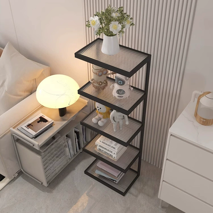 Железное искусство Changhong стеклянная боковая сторона несколько слоев для хранения Современная минималистская спальня гостиная под углом к стене