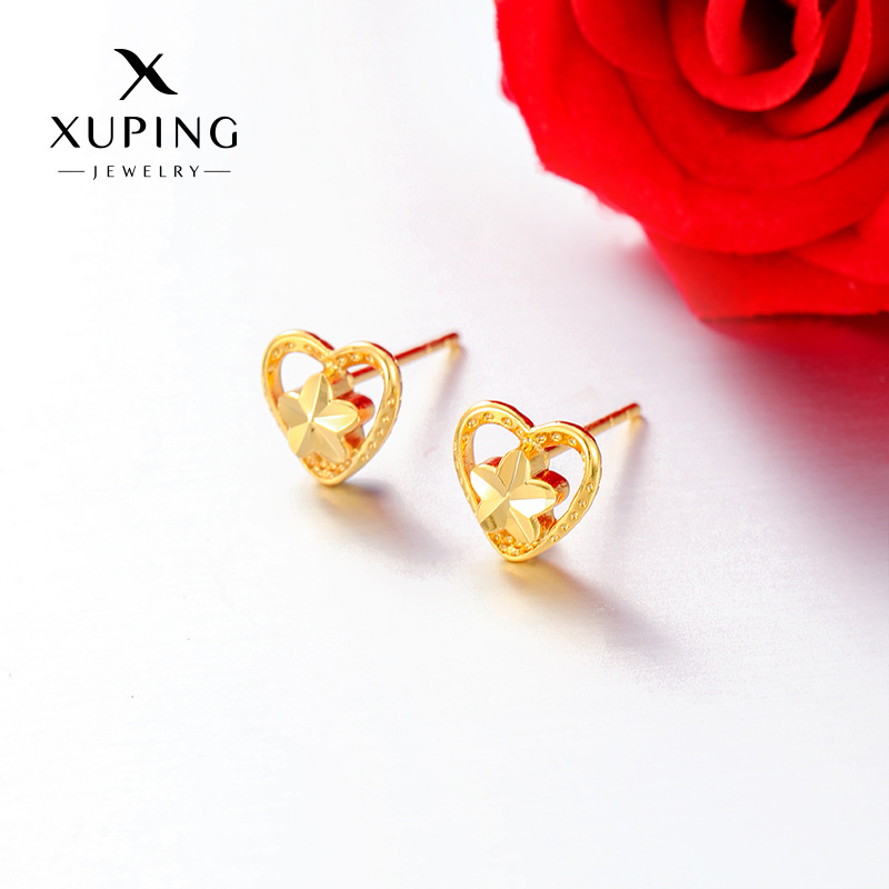 Xuping aleación de cobre chapado 24k flores amor estilo pequeño y ligero pernos de auriculares de lujo imitación de auriculares de oro personalizados