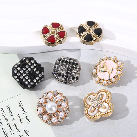 Double-circle colored diamond metal pearl buttons small fragrant style jacket coat cheongsam women's clothing buttons clothing accessories buttons