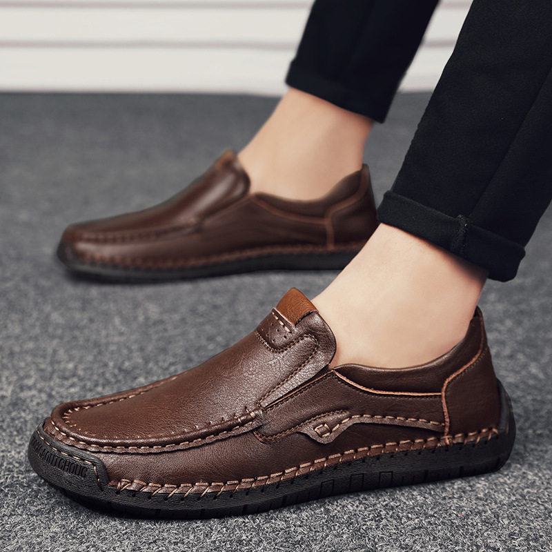Giày lười nam da tổng hợp mũi tròn đế bằng, giày slip-on cỡ lớn may chỉ thủ công — 9918 Màu đen, 9918 nâu nhạt, 9918 nâu đậm chi tiết 27