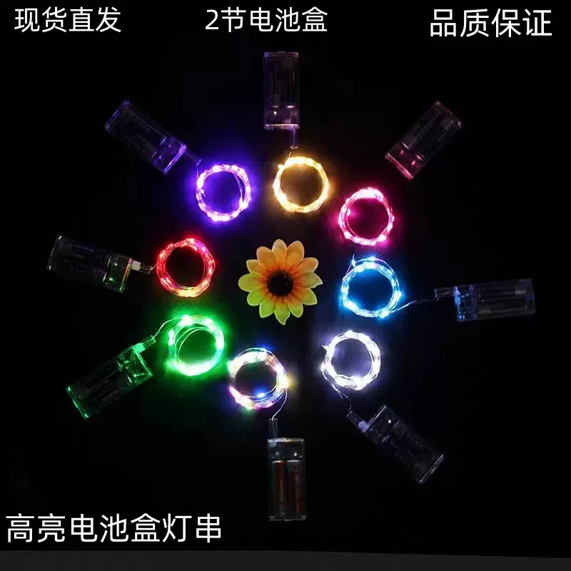 2节5号电池盒灯串led小彩灯铜线灯圣诞鲜花束装饰氛围电池盒串灯