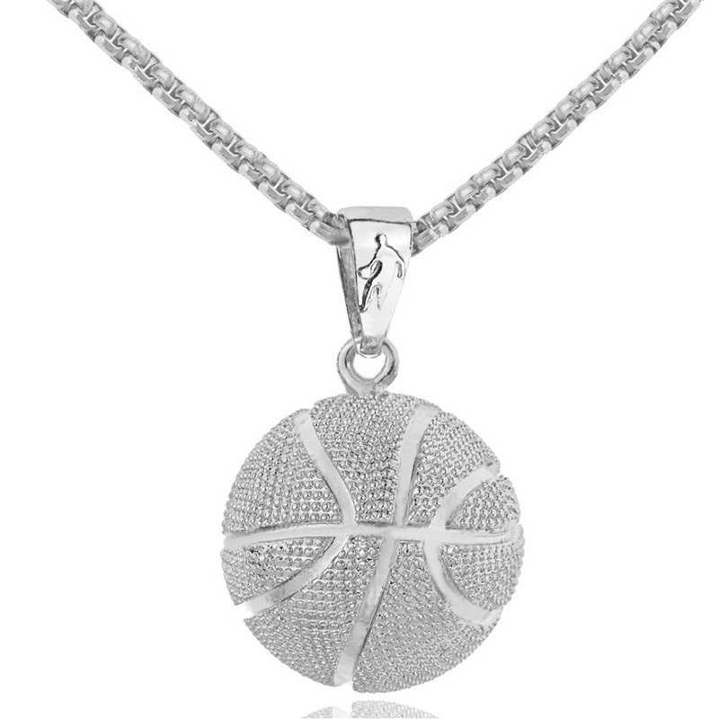 Basketball, Football Pattern Sports Basketball Football Alloy Plating Men's Pendant Necklace