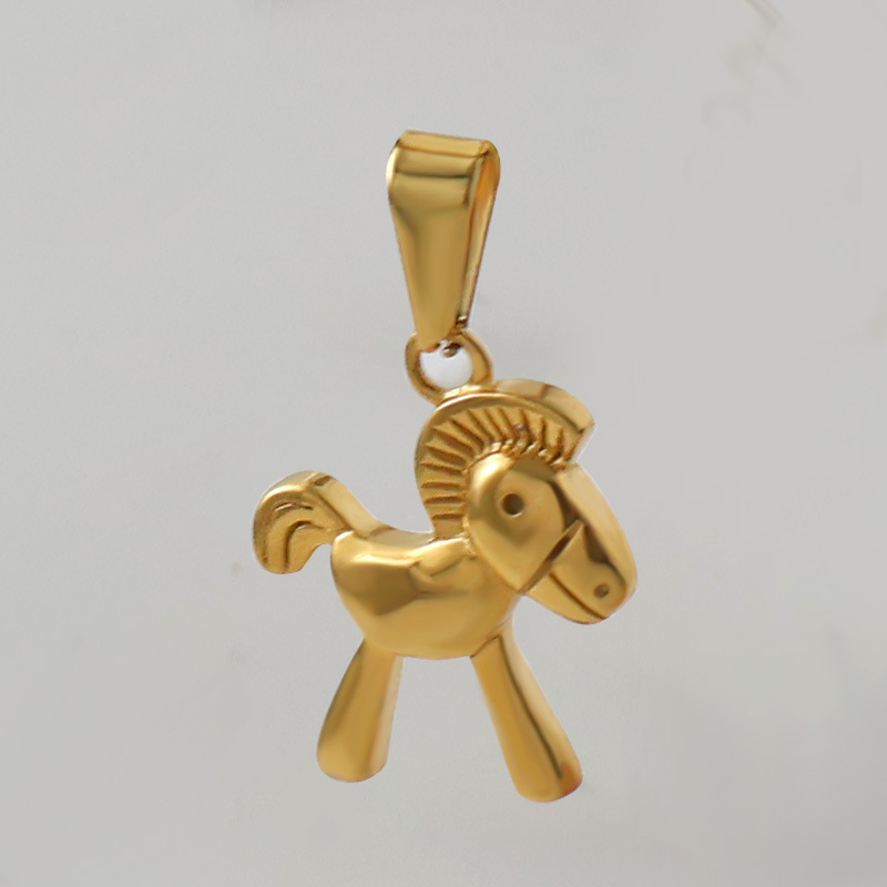 5g Weight Pendant Jewelry Making Type Real Gold Plated Plating Material DIY Jewelry Accessories Classification 1 Piece Quantity 304 Stainless Steel Material Horse Pattern Elegant, Simple Style, Streetwear Style Waterproof Non Tarnish, Plating Craft 1 Piece 304 Stainless Steel Real Gold Plated Horse Pendant DIY Jewelry Accessories 10
