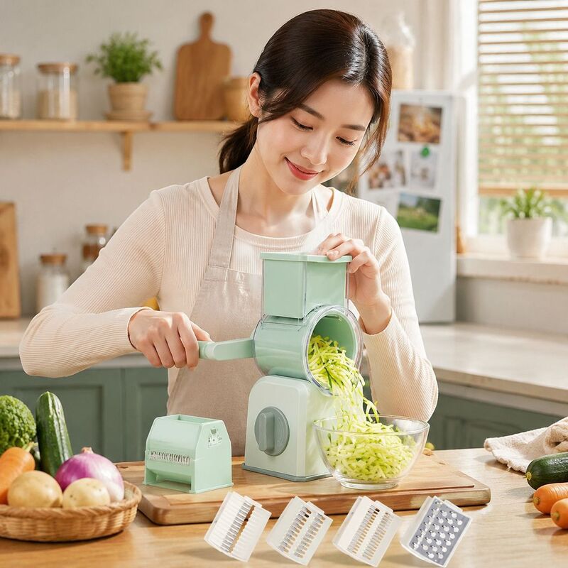 Multifunctional Kitchen Vegetable Cutter, Carrot and Potato Shredder, Cucumber Slicer, Rotary Vegetable Cutter, Grater