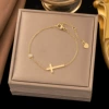【E37】Cross Bracelet Gold