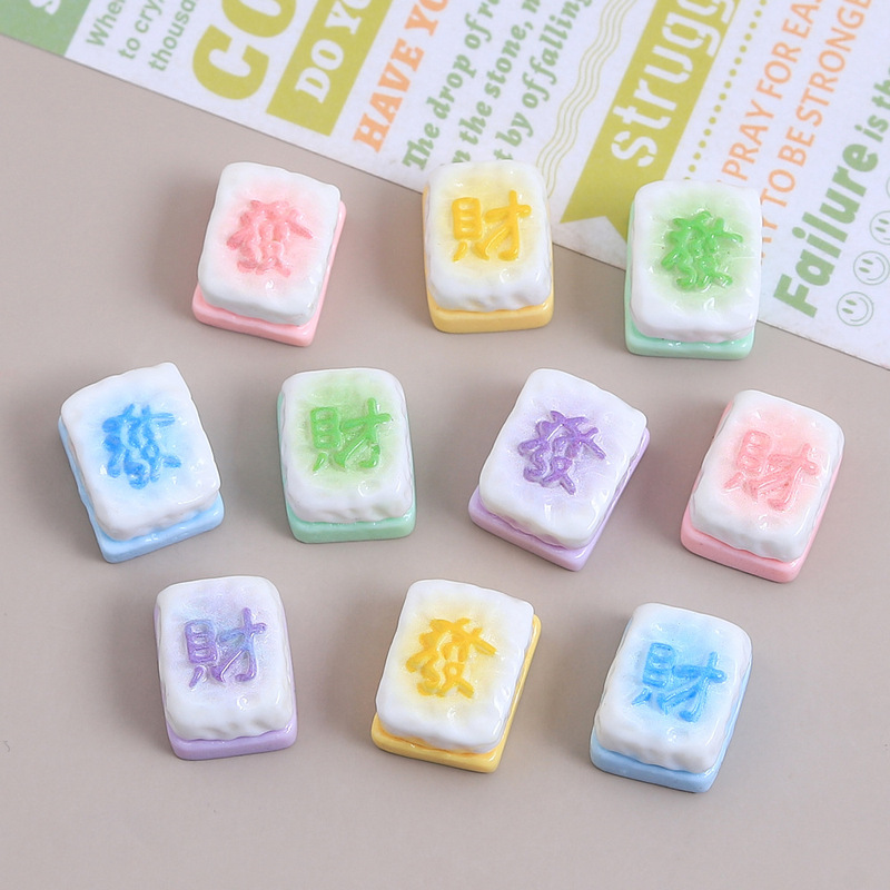 Creative Mahjong Cake Food Toy Cartoon Handmade DIY Cream Glue Resin Small Accessories Hole Shoe Buckle Material Wholesale