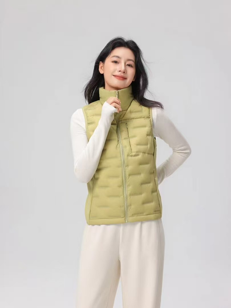 Pinghu chaqueta de pluma de mujer chaleco 90 lana nuevo tipo ligero otoño y invierno de moda casual abrazadera de caballo universal chaleco cálido abrigo