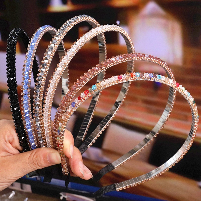 30g Weight Hair Band Hair Accessories Type Retro Colorful Rhinestone Artificial Crystal Hair Band