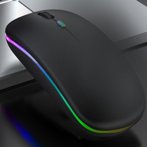 Nuevo ratón inalámbrico Bluetooth de modo dual recargable, silencioso, para computadora portátil, oficina, juegos, luminoso