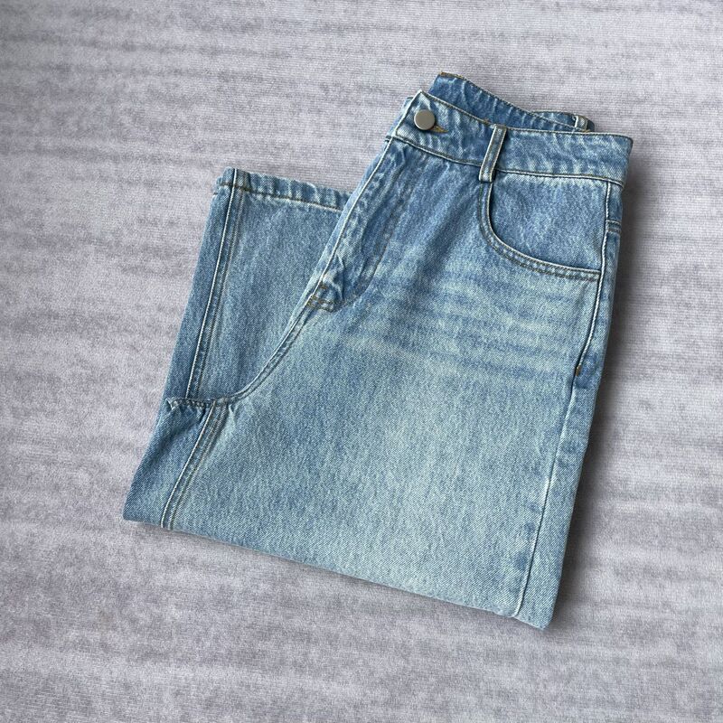 American-Style Vintage Blue 100% Cotton! High-Waisted, Lightweight, Breathable, Sweat-Wicking, Loose-Fitting, Slimming, Cropped Denim Shorts for Women, Summer New