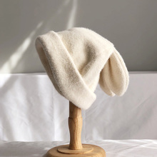 兔耳朵帽子女秋冬季可愛毛線孕婦坐月子睡帽產后睡覺戴的保暖冬天