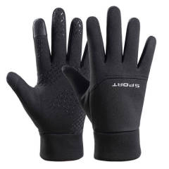 Waterproof gloves for men in autumn and winter plus velvet windproof and coldproof outdoor sports skiing riding driving anti-slip touch screen gloves