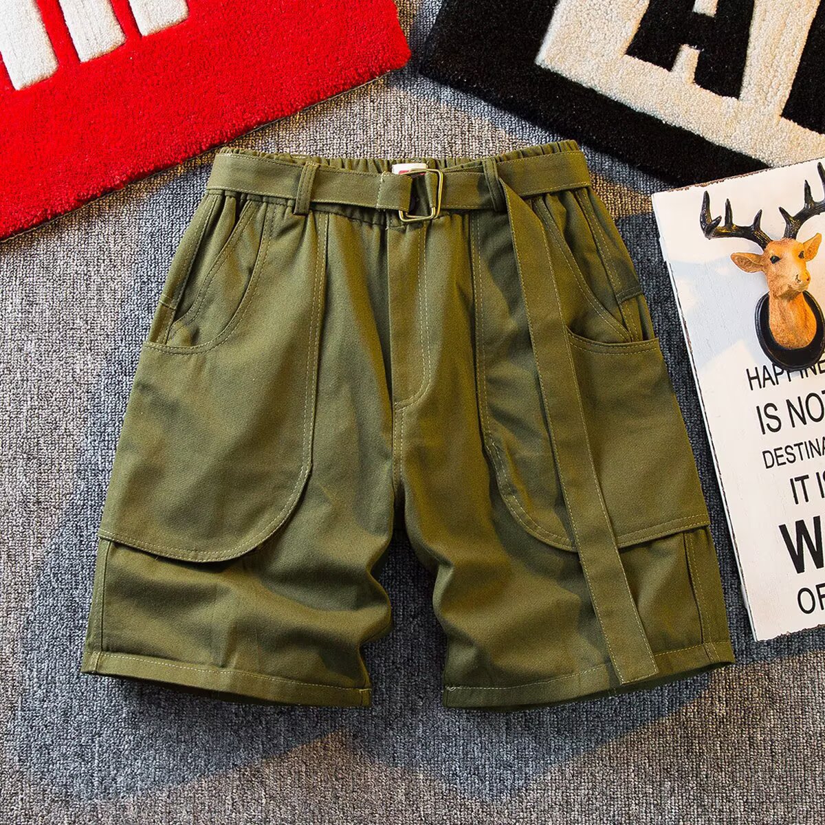 Men's Style Trendy Twill Cotton Cargo Shorts Summer Thin Solid Color Casual Loose Fit Multi Pocket Five Point Pants_viptrois.com