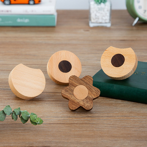 Nordic Wooden Wall Zelkova Cartoon Door Back Hook No Hole Entry Wall Sticky Hook Creative Home Clothes Hook 