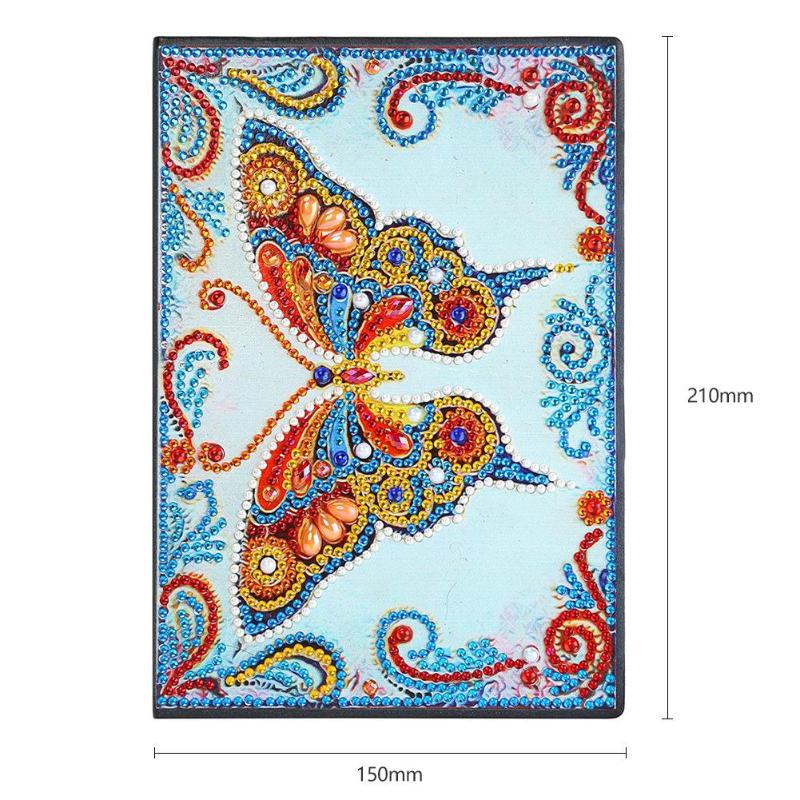 Cuaderno de dibujo de diamantes transfronterizos 5d punto diámetro pintura pegatinas de sexo opuesto mariposa DIY manual cuaderno de notas de cristal