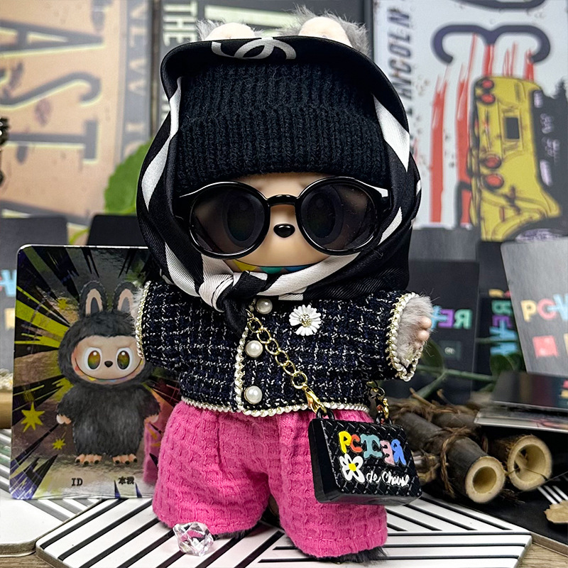 Only Suitable for Clothes 17cm15 Labubu Doll Clothes First, Second and Third Generation Labubu Quan Zhilong Gd Same Style Airport Suit