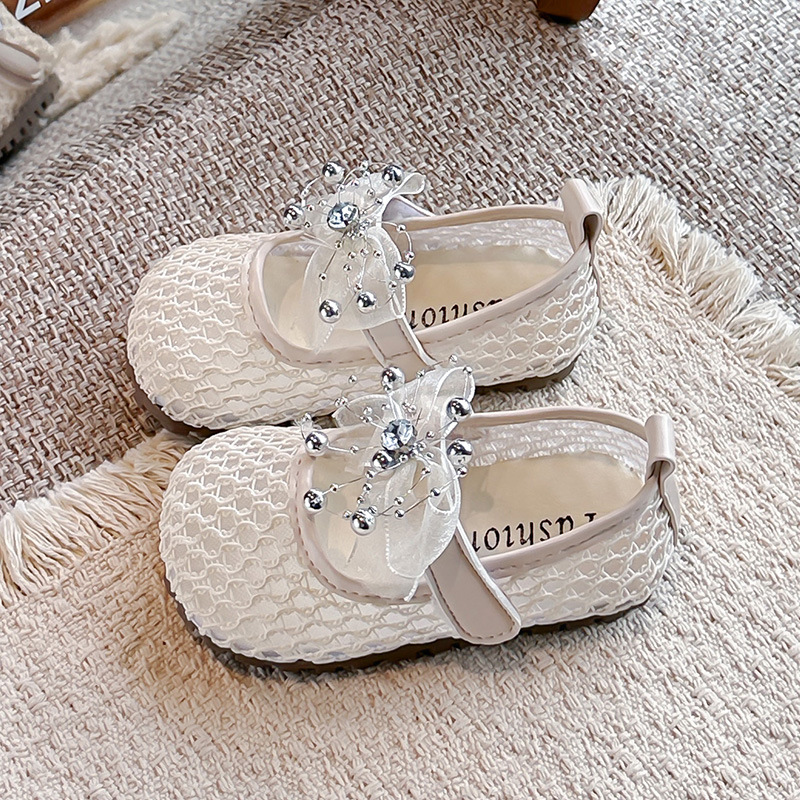 Niñas sandalias de malla 2026 verano niños adorables zapatos de arco de perla zapatos de princesa huecos image 7