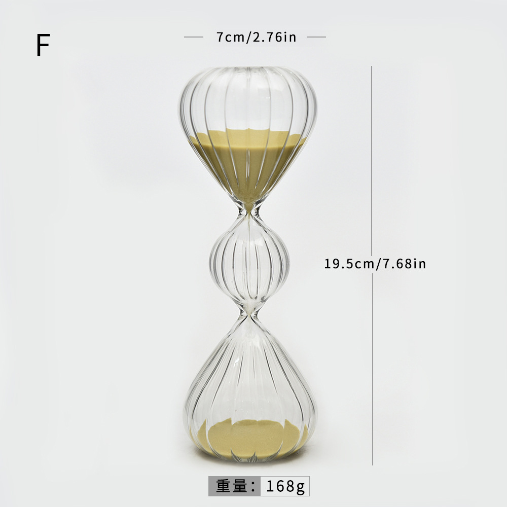 Reloj de arena de vidrio creativo temporizador de reloj de arena a rayas esférico de tres capas personalizado fabricante de decoración del hogar nórdico al por mayor