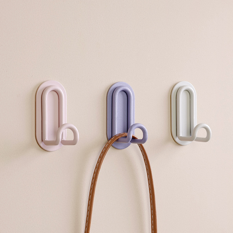 No-Drill Iron Hooks for Behind Doors, Strong Adhesive Hooks, Heavy-Duty Wall Hooks for Bathroom and Kitchen, Key Hooks, Traceless Nail Hooks